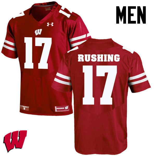 Wisconsin Badgers Men's #17 George Rushing NCAA Under Armour Authentic Red College Stitched Football Jersey HX40Z43HW